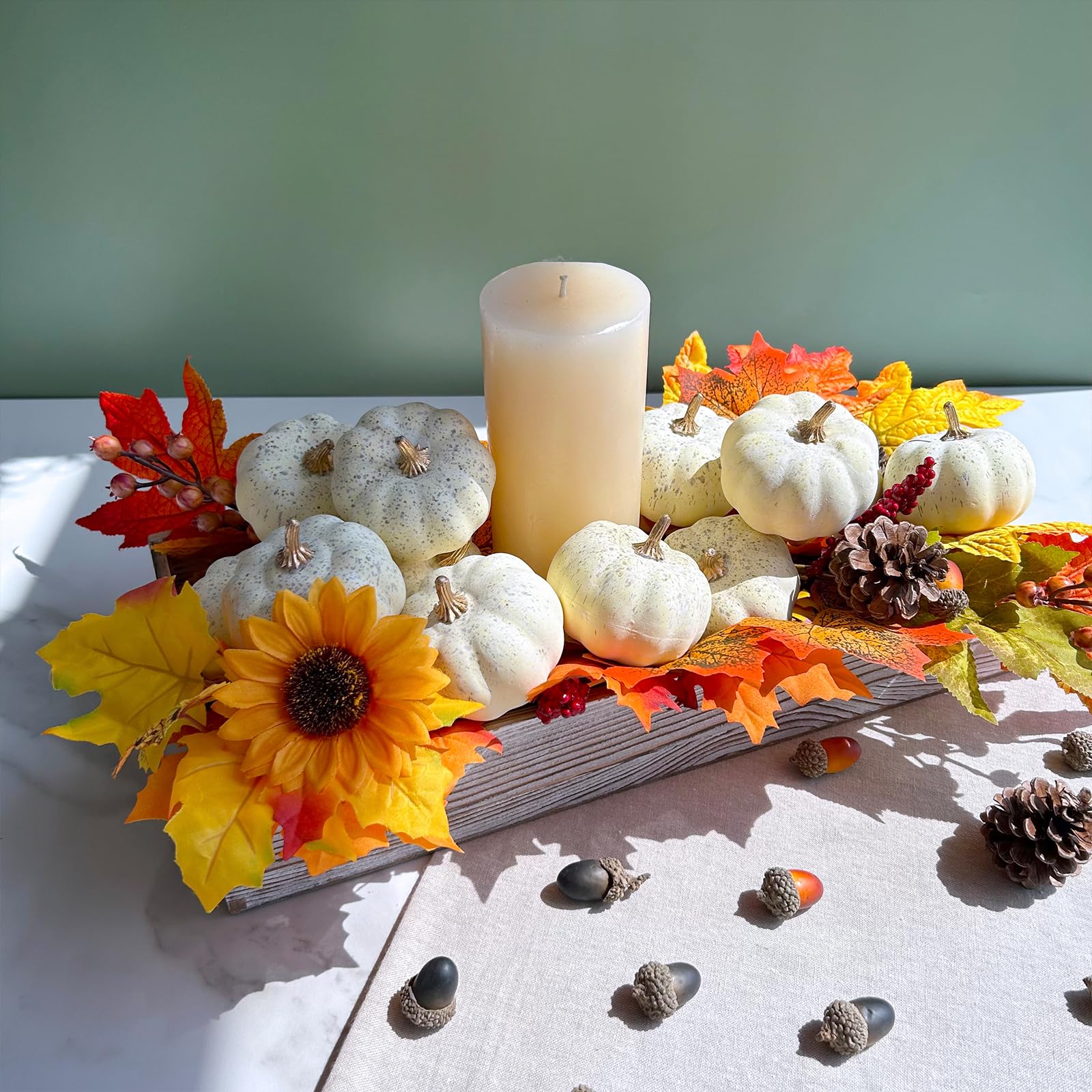 Winlyn 12 Pcs Small Artificial Cream Pumpkins Decorative Pumpkins Foam Pumpkins for Fall Harvest Wedding Baby Shower Thanksgivin